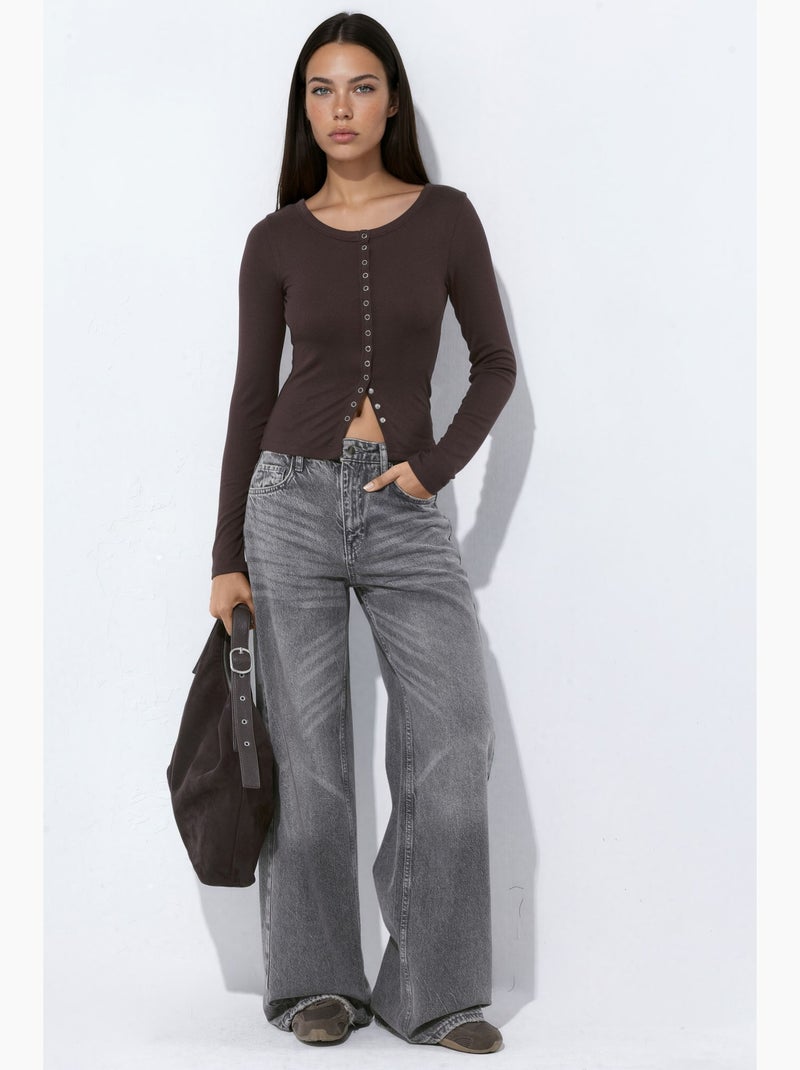 Blusa de mujer hiccup Marrón chocolate - Kiabi