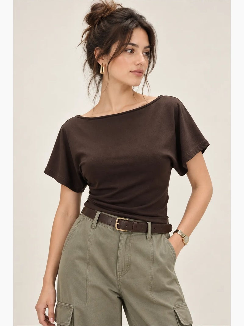 Blusa de mujer mixray Marrón chocolate - Kiabi