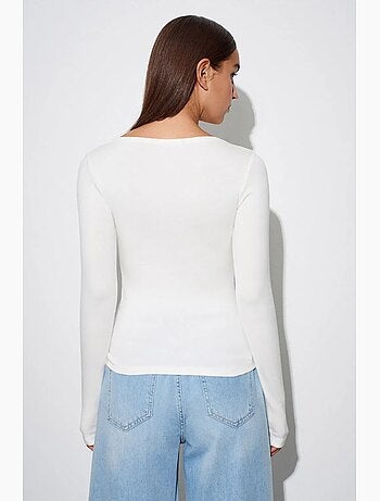 Blusa de mujer slim fit con cuello barco y manga larga dilvin