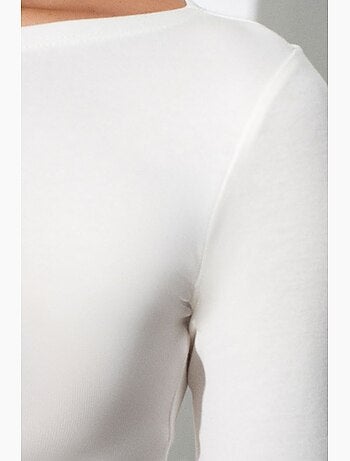 Blusa de mujer slim fit con cuello barco y manga larga dilvin