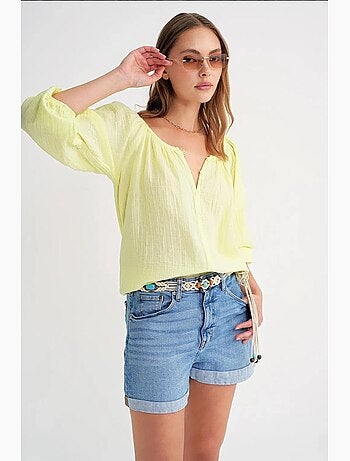 Blusa de muselina abotonada mixray