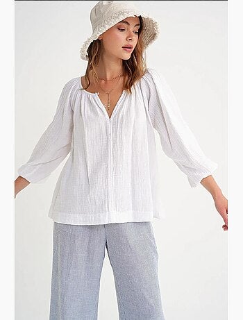 Blusa de muselina abotonada mixray