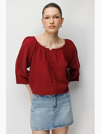 Blusa de muselina abotonada mixray