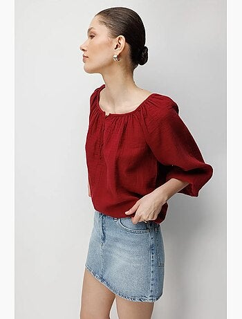 Blusa de muselina abotonada mixray