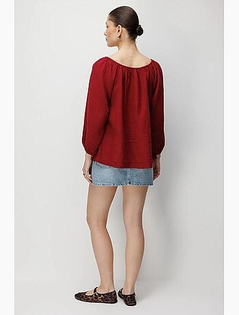 Blusa de muselina abotonada mixray
