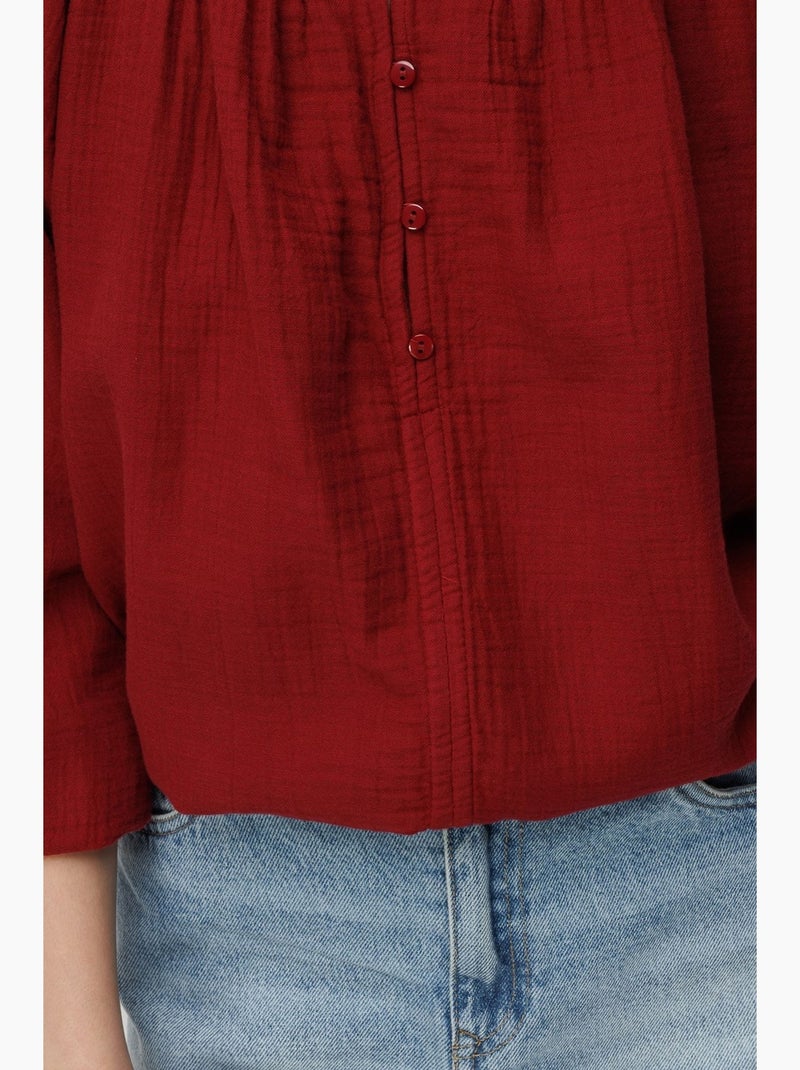 Blusa de muselina abotonada mixray Rojo burdeos - Kiabi
