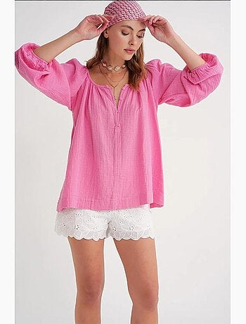 Blusa de muselina abotonada mixray