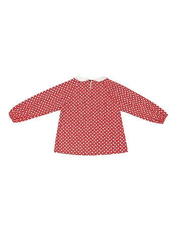 Blusa de Navidad Niña | Roja y Blanca | Cuello Peter Pan