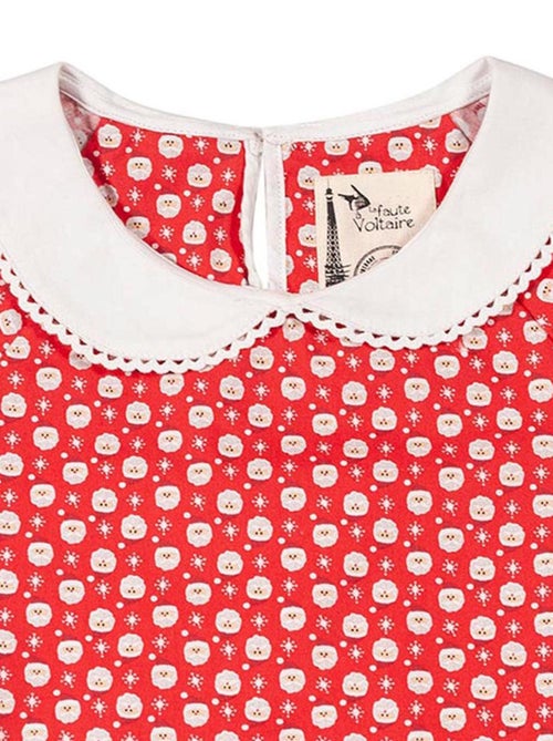 Blusa de Navidad Niña | Roja y Blanca | Cuello Peter Pan - Kiabi