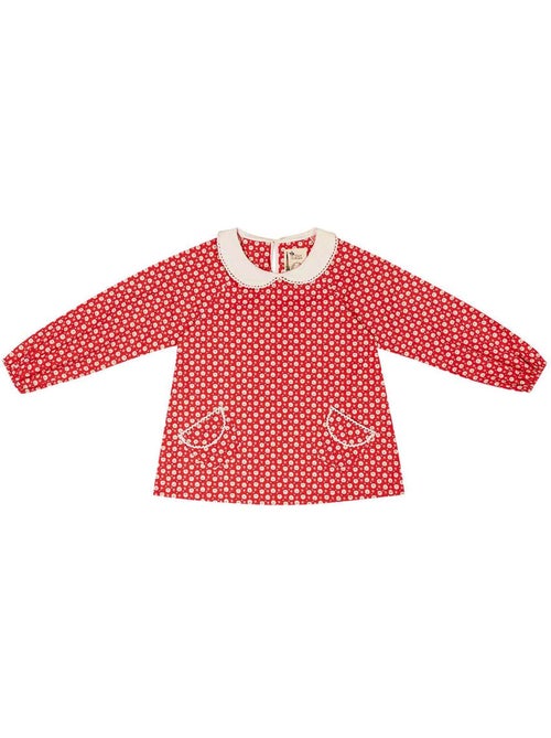 Blusa de Navidad Niña | Roja y Blanca | Cuello Peter Pan - Kiabi