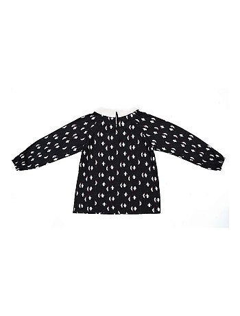 Blusa de Navidad para Niña | Estampado Fantasía Pingüino | Cuello CLAUDINE