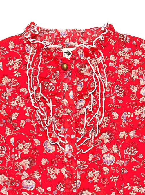 Blusa de Navidad para Niña | Estampado Floral Rojo | Cuello con Volantes | LILI ROSE - Kiabi