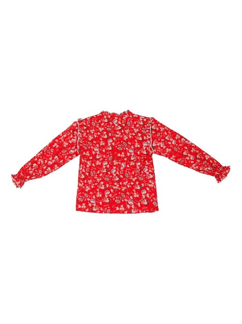 Blusa de Navidad para Niña | Estampado Floral Rojo | Cuello con Volantes | LILI ROSE - Kiabi