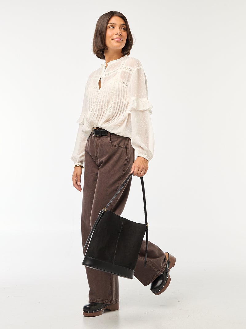 Blusa de plumeti Blanco - Kiabi