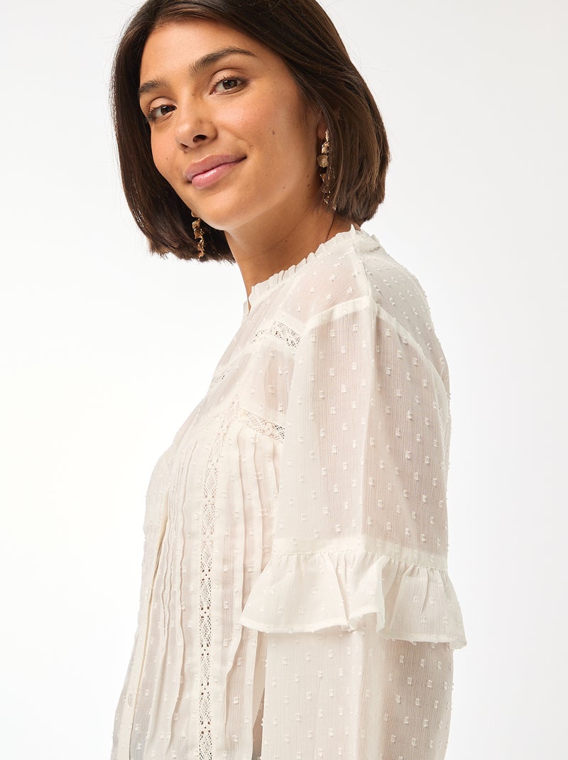 Blusa de plumeti Blanco - Kiabi
