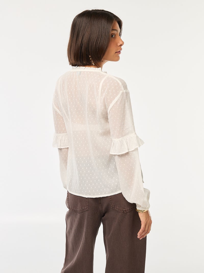 Blusa de plumeti Blanco - Kiabi