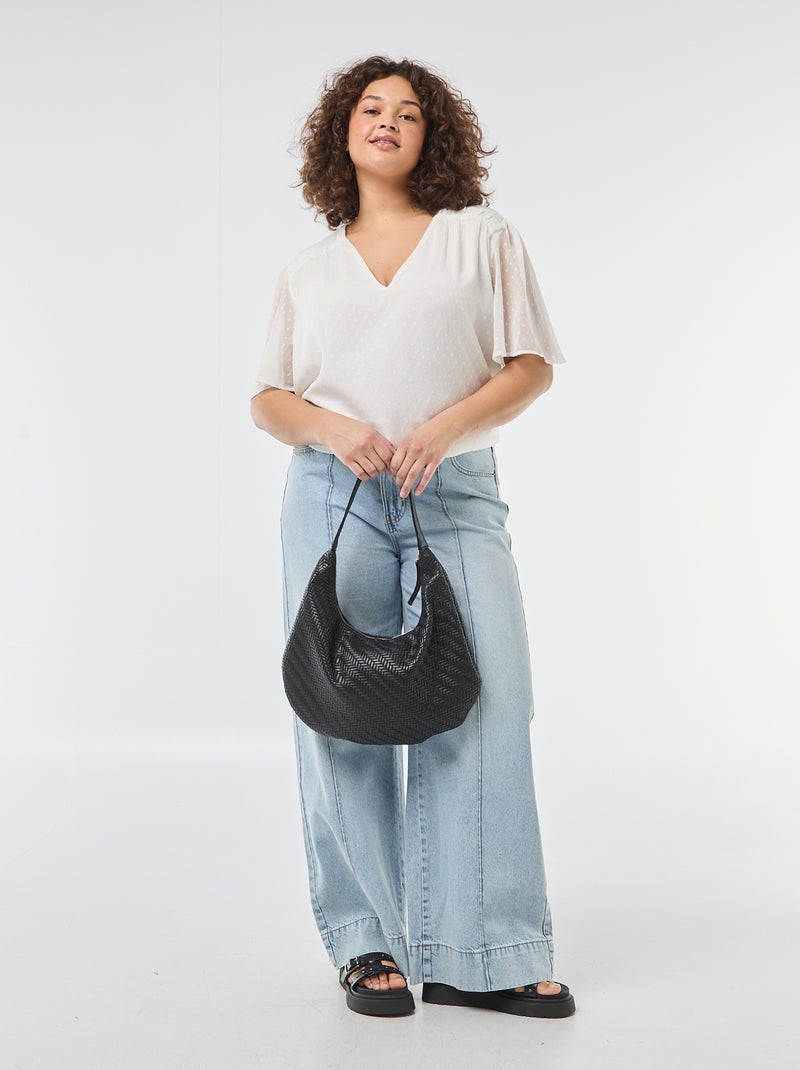 Blusa de plumeti Blanco - Kiabi