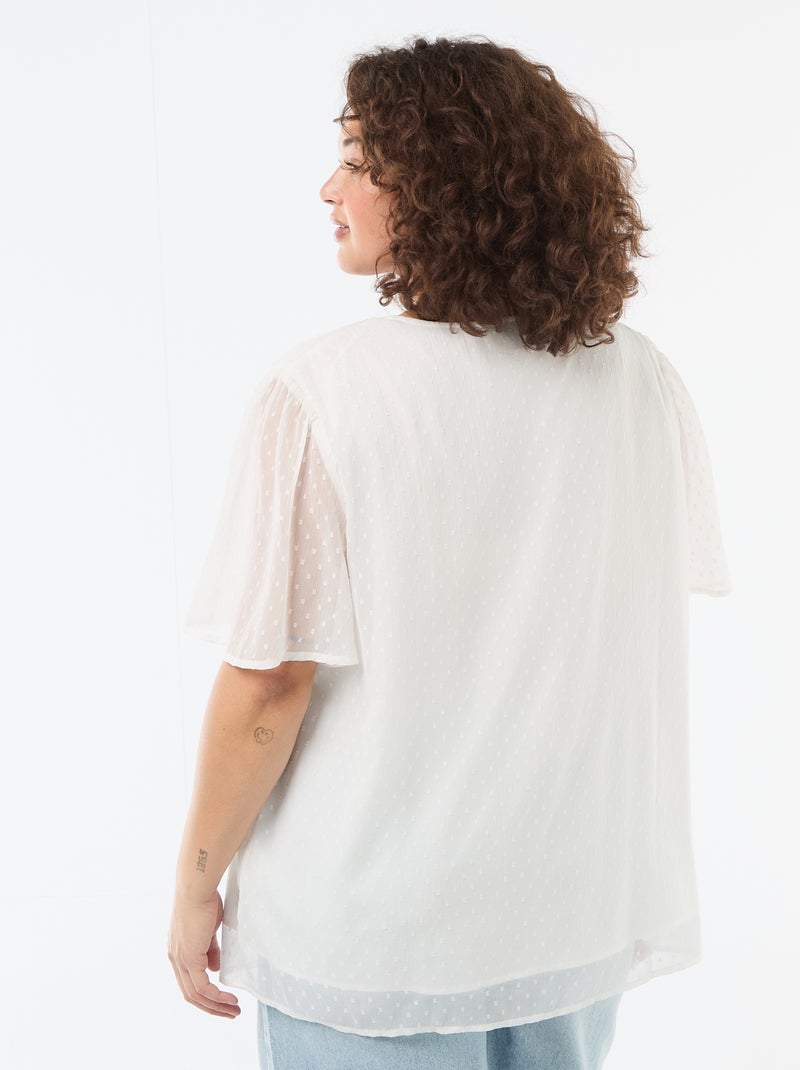 Blusa de plumeti Blanco - Kiabi