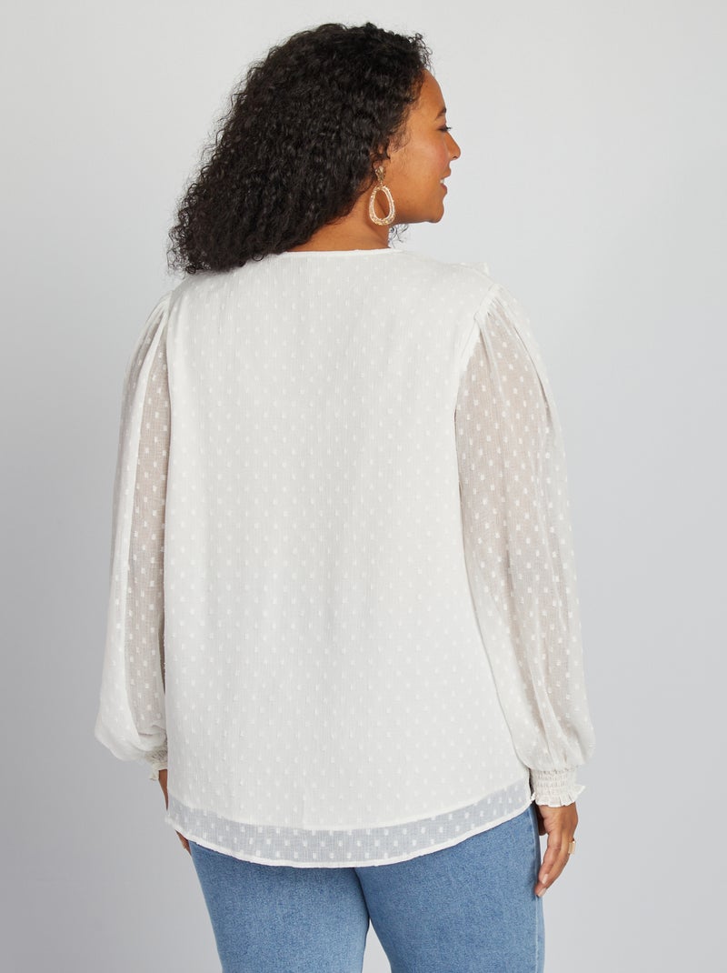 Blusa de plumeti con volantes BLANCO - Kiabi