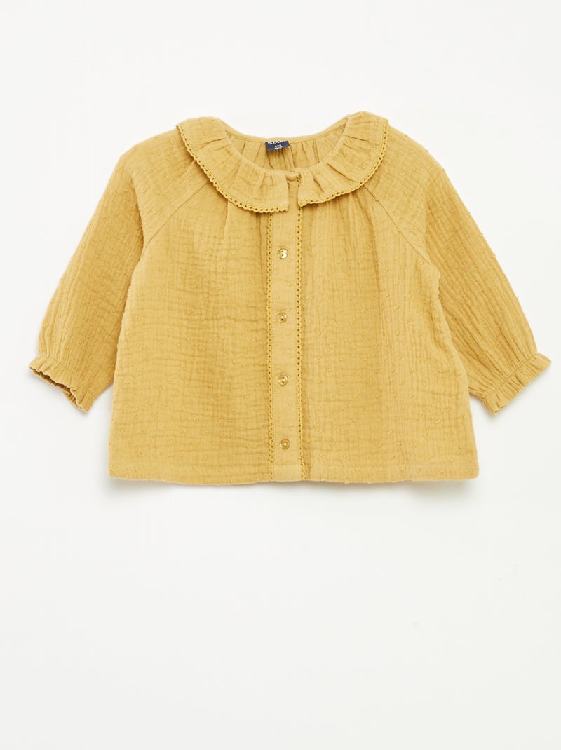 Blusa de plumeti de gasa de algodón Amarillo - Kiabi