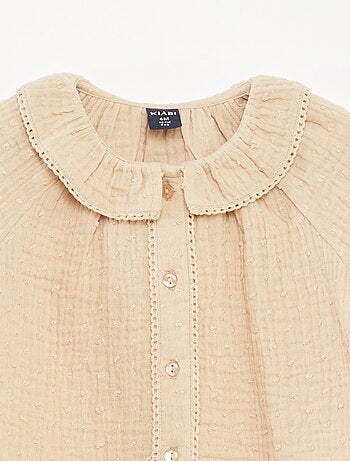 Blusa de plumeti de gasa de algodón