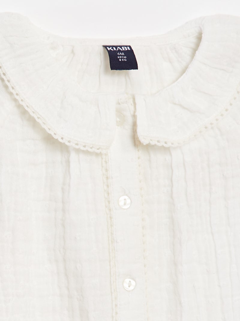 Blusa de plumeti de gasa de algodón Blanco - Kiabi