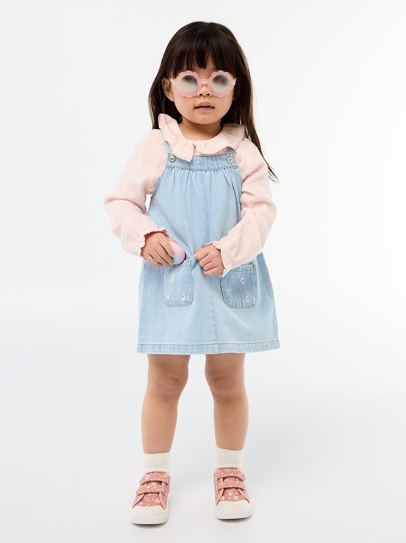 Blusa de plumeti de gasa de algodón Rosa - Kiabi