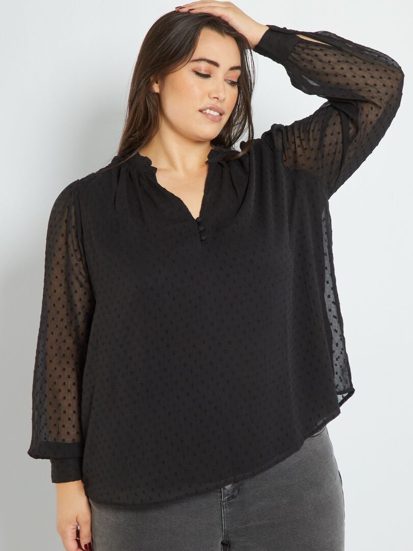 Blusa de plumeti Negro Kiabi 20.00