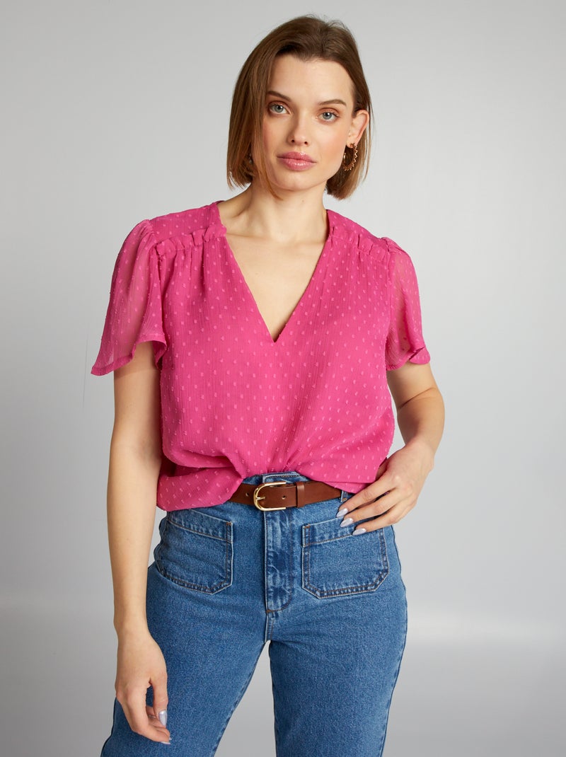 Blusa de plumeti ROSA - Kiabi
