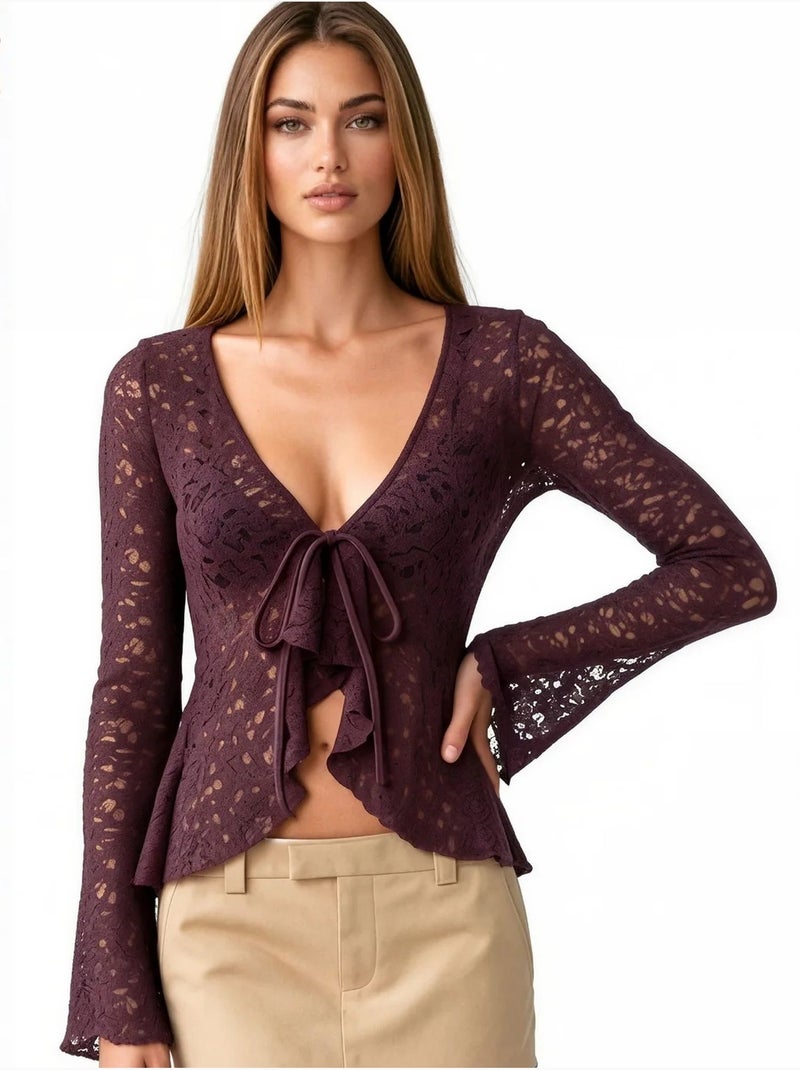 Blusa de poliamida y elastano busem Rojo burdeos - Kiabi