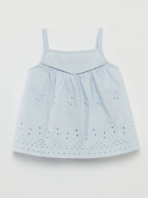 Blusa de popelina con bordado inglés - Kiabi