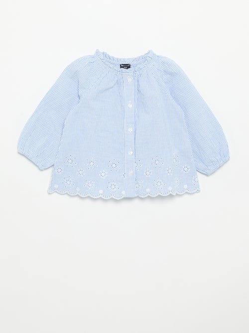 Blusa de popelina con bordados - Kiabi Blusa de popelina con bordados - Kiabi