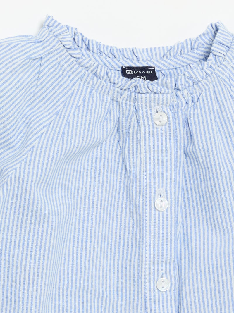 Blusa de popelina con bordados Azul - Kiabi