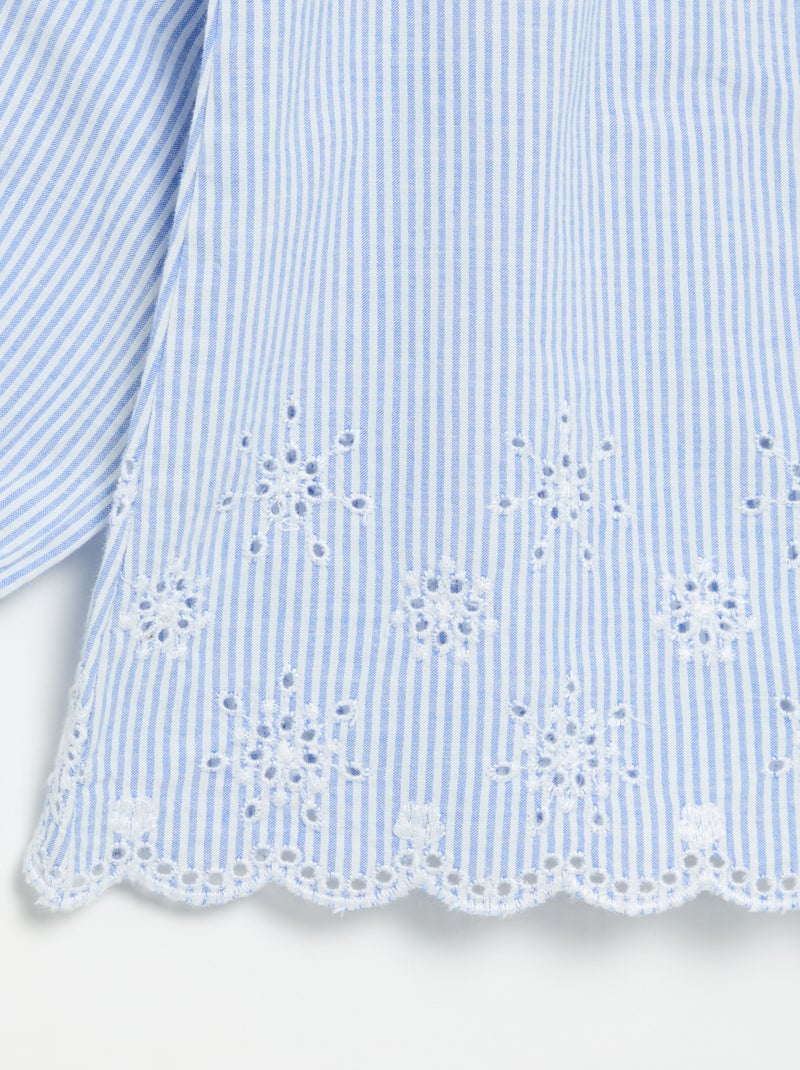 Blusa de popelina con bordados Azul - Kiabi