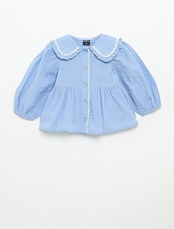 Blusa de popelina con cuello Claudine