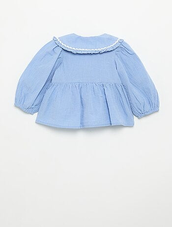 Blusa de popelina con cuello Claudine