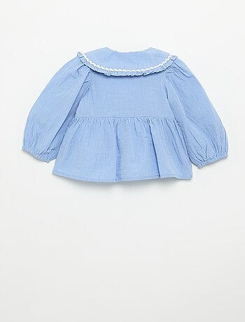 Blusa de popelina con cuello Claudine