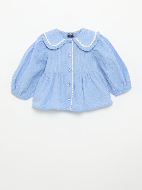 Blusa de popelina con cuello Claudine - Kiabi