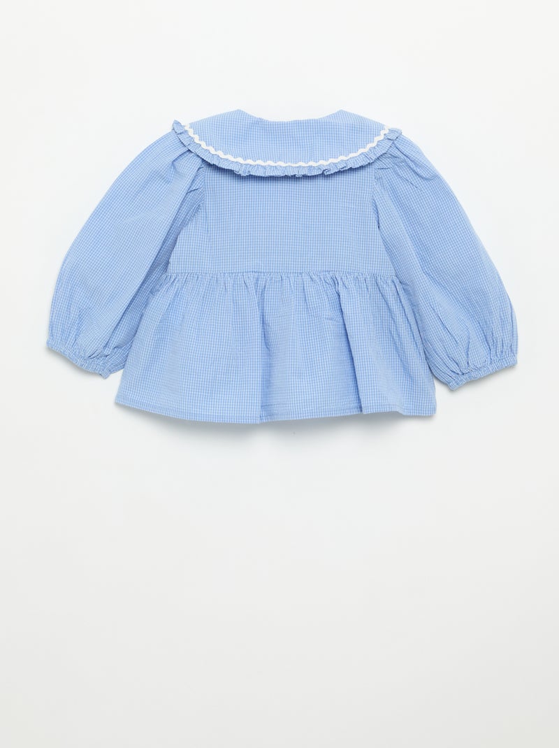 Blusa de popelina con cuello Claudine Azul - Kiabi
