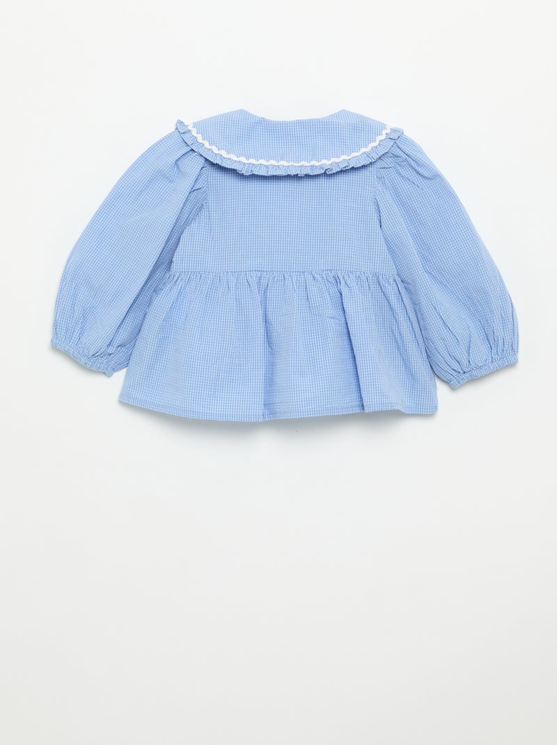Blusa de popelina con cuello Claudine Azul - Kiabi