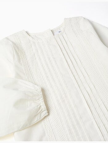 Blusa de popelina con pliegues delanteros