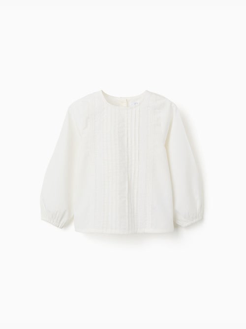 Blusa de popelina con pliegues delanteros - Kiabi