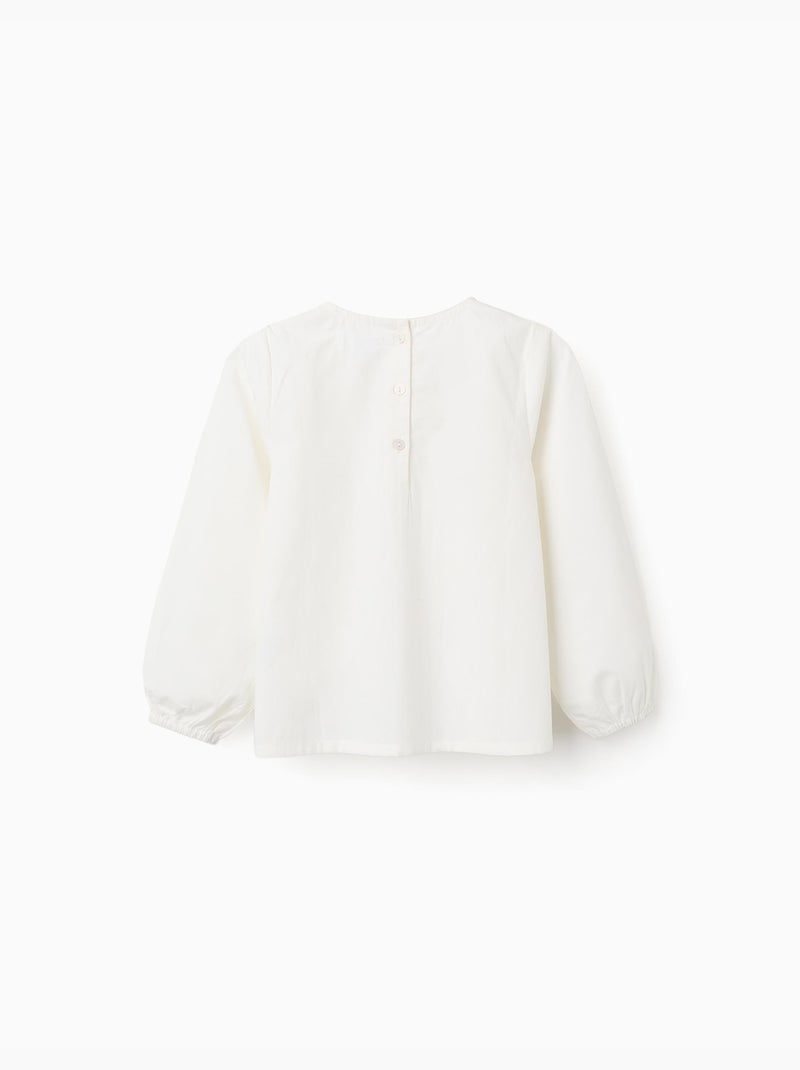 Blusa de popelina con pliegues delanteros Blanco - Kiabi