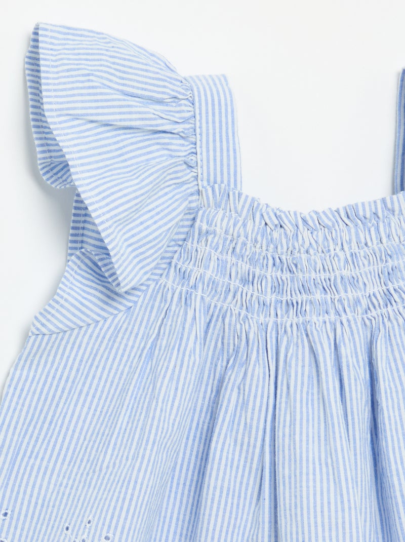 Blusa de popelina con volantes Azul - Kiabi