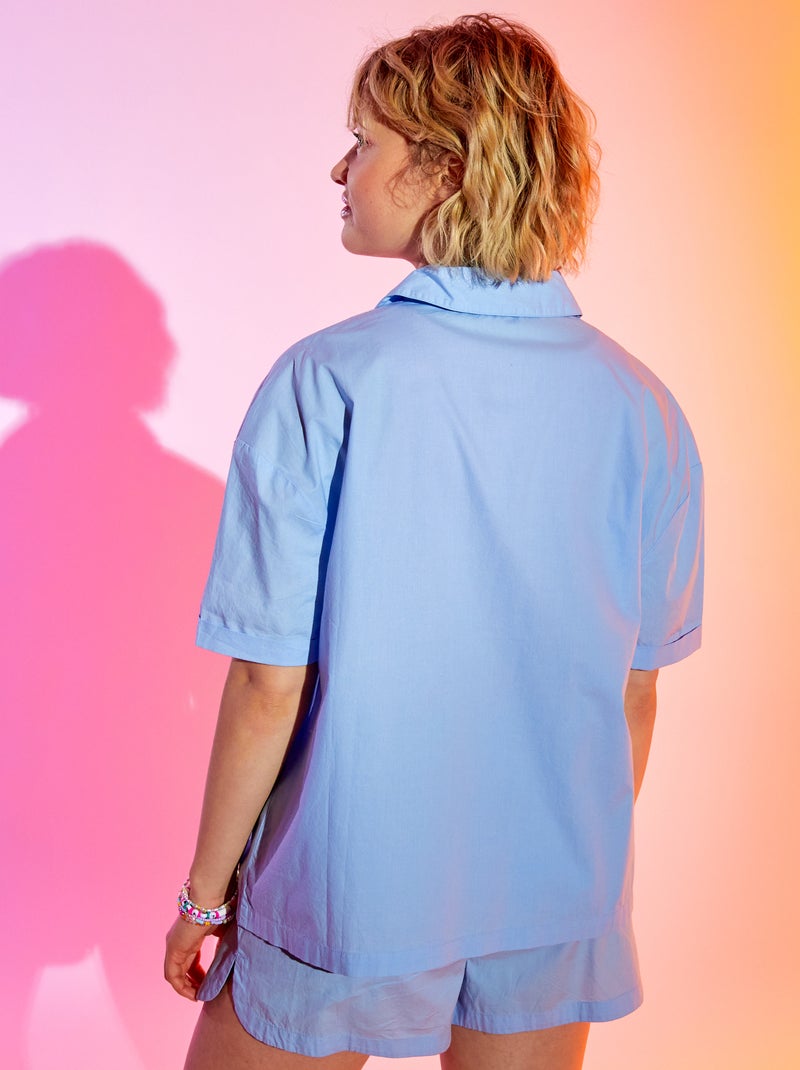 Blusa de popelina de algodón AZUL - Kiabi