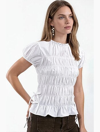 Blusa de popelina fruncida busem