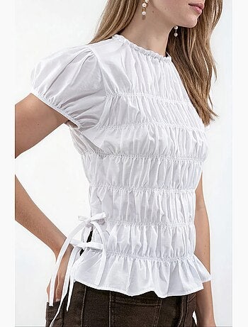 Blusa de popelina fruncida busem