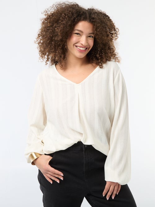 Blusa de punto calado con manga corta - Kiabi