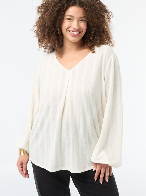 Blusa de punto calado con manga corta - Kiabi