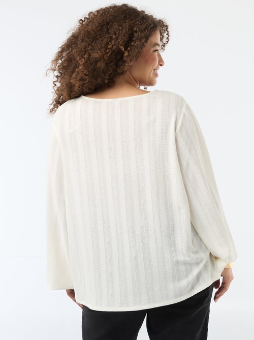 Blusa de punto calado con manga corta - Kiabi